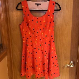 Three ena Women’s Orange Lollipop Print Skater Dress Size M
